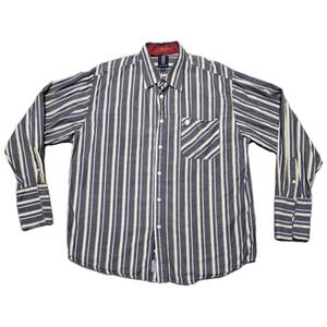 Rare Vintage Phat Farm Men's Button Up Shirt XL Flair Cuff Long Sleeve Striped